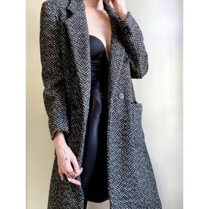 Vintage Black and White Herringbone Le Tigre Coat